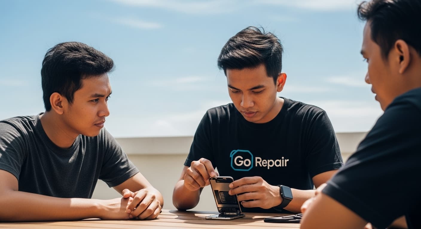Teknikal pembaikan peranti mudah alih sedang bekerja